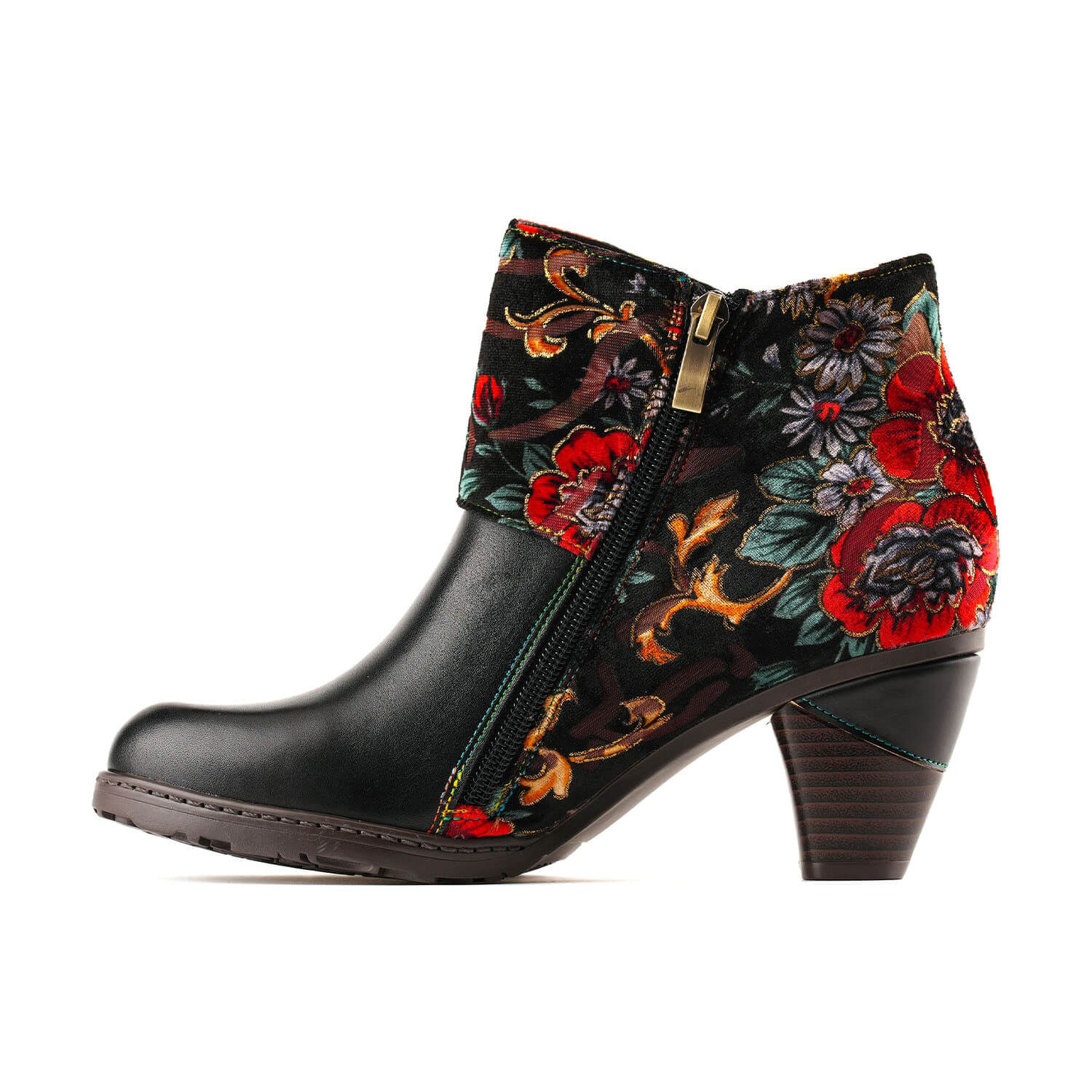 Retro Handmade Radiant Pattern Ankle Boots - Image 6