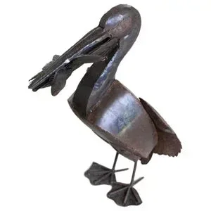 RUSTIC RECYLED METAL PELICAN WITH FISH - Image 3