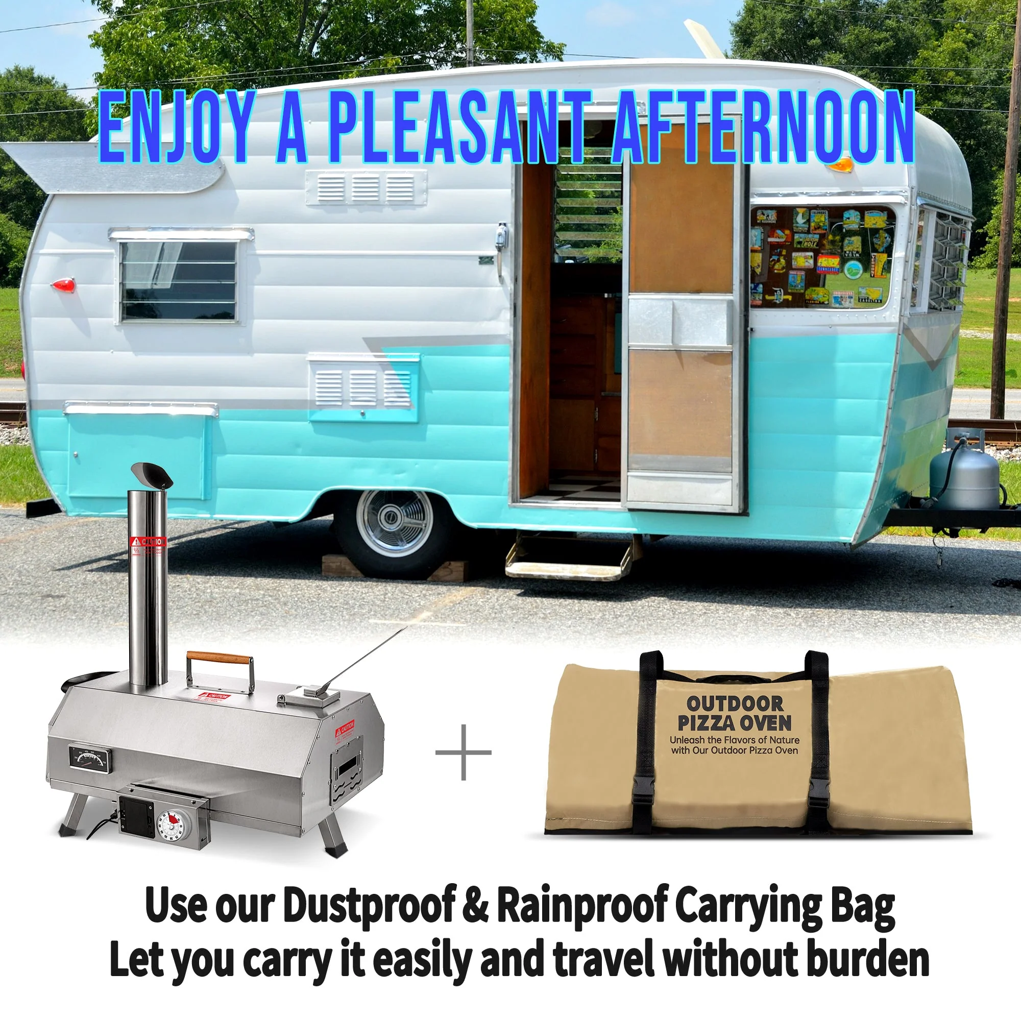 Stainless Steel Pizza Oven Outdoor 12" Automatic Rotatable Pizza Ovens Portable Wood Fired Pizza Oven Pizza Maker with Timer - Image 11