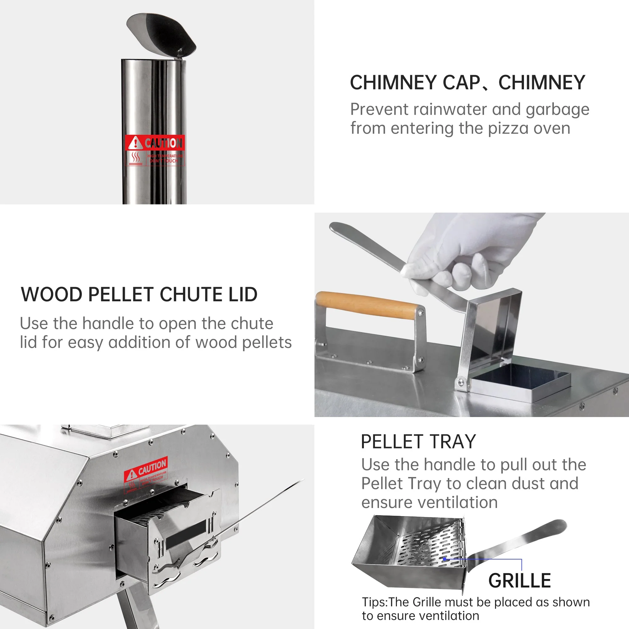 Stainless Steel Pizza Oven Outdoor 12" Automatic Rotatable Pizza Ovens Portable Wood Fired Pizza Oven Pizza Maker with Timer - Image 17