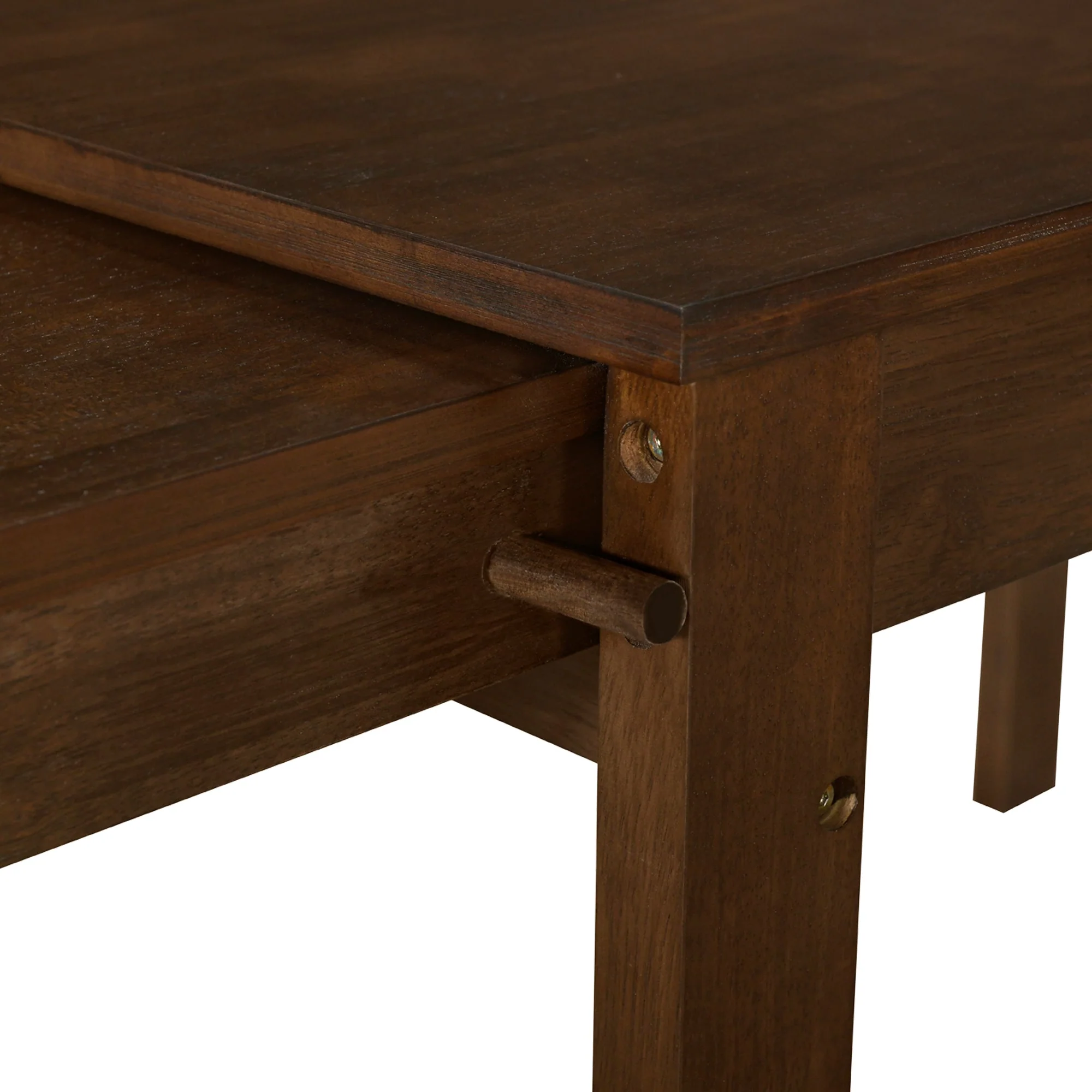 TOPMAX 65 "5-piece set with wheels and expandable dining table set 17.7" pull-out side table and small dining chair Brown - Image 6