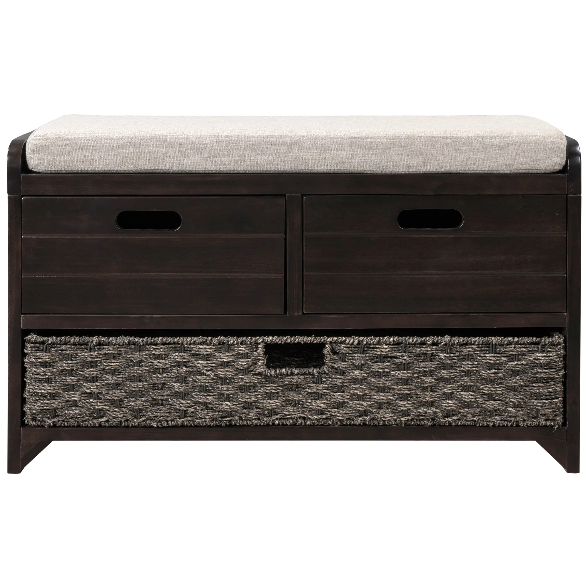 TREXM Storage Bench with Removable Basket and 2 Drawers, Fully Assembled Shoe Bench with Removable Cushion (Espresso) - Image 19