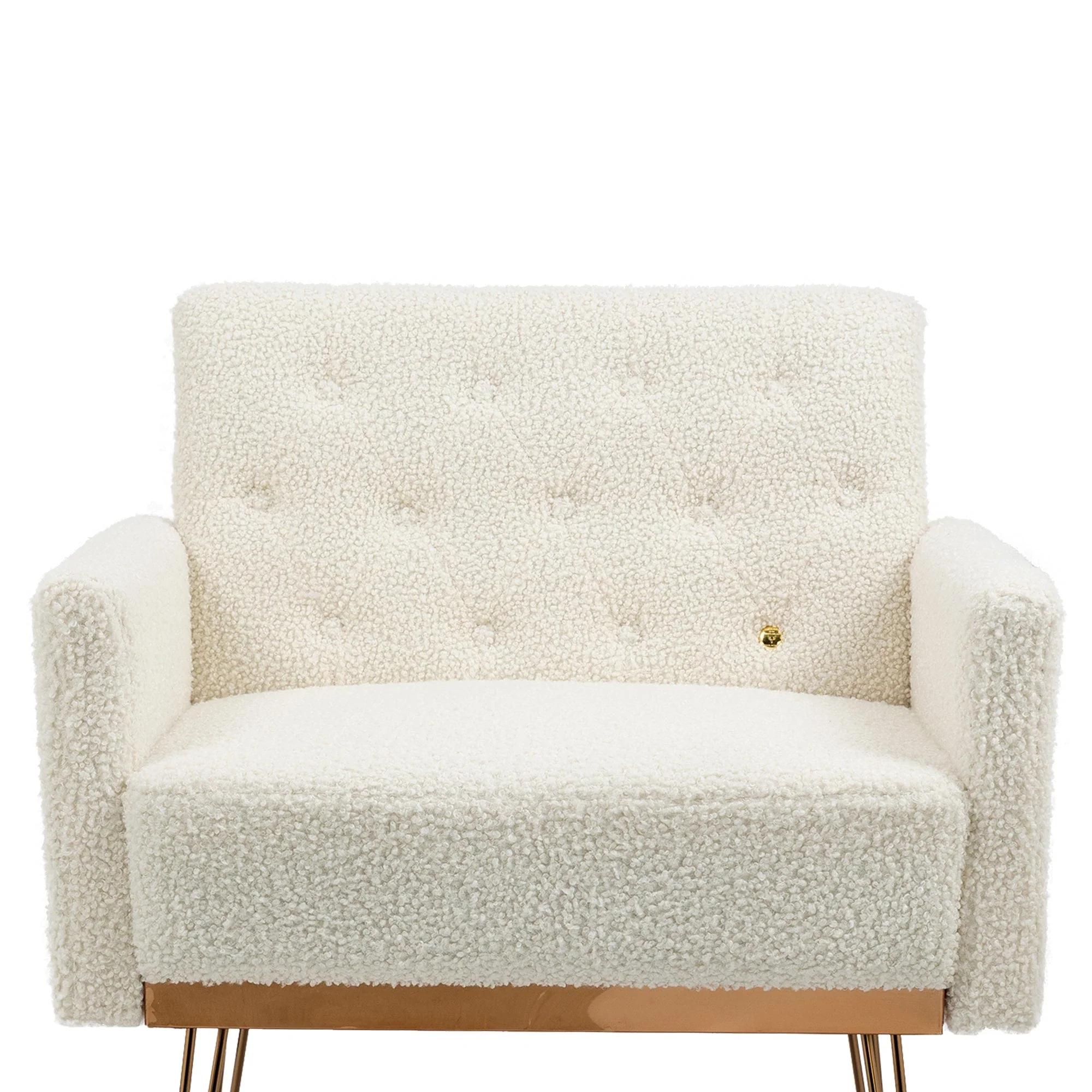 White Teddy Barrel Accent Chair with Gold Legs – Stylish Comfort for Any Room - Image 4