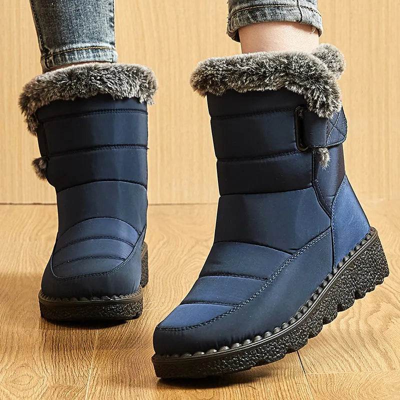 Women’s Waterproof Fur-Lined Ankle Boots – 2025 Trend Low-Heel Winter Shoes for Everyday Comfort - Image 4