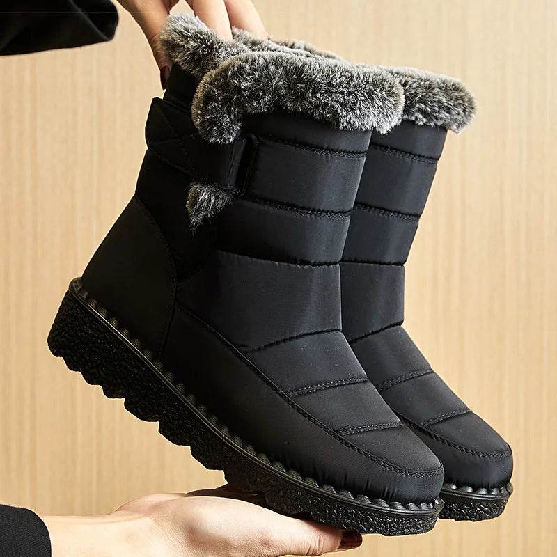 Women’s Waterproof Fur-Lined Ankle Boots – 2025 Trend Low-Heel Winter Shoes for Everyday Comfort - Image 5