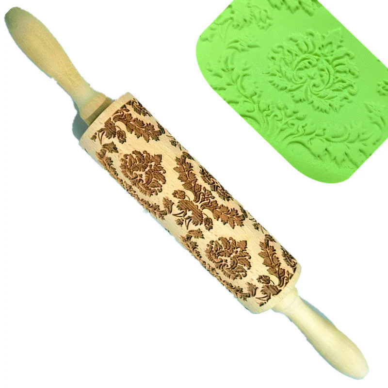 Wooden Rolling Pin Beechwood Laser Engraved Printed Rolling Pin Embossing Rolling Pin Christmas Flip Sugar Cookie Rolling Pin - Image 12