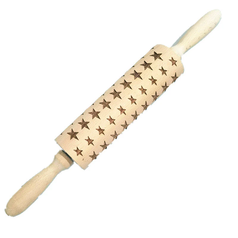 Wooden Rolling Pin Beechwood Laser Engraved Printed Rolling Pin Embossing Rolling Pin Christmas Flip Sugar Cookie Rolling Pin - Image 13