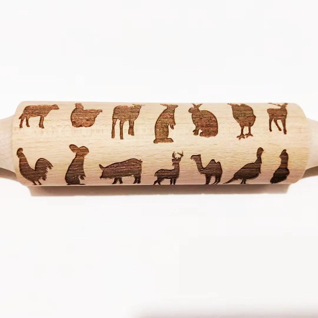 Wooden Rolling Pin Beechwood Laser Engraved Printed Rolling Pin Embossing Rolling Pin Christmas Flip Sugar Cookie Rolling Pin - Image 3