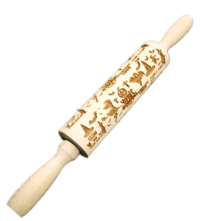 Wooden Rolling Pin Beechwood Laser Engraved Printed Rolling Pin Embossing Rolling Pin Christmas Flip Sugar Cookie Rolling Pin - Image 6