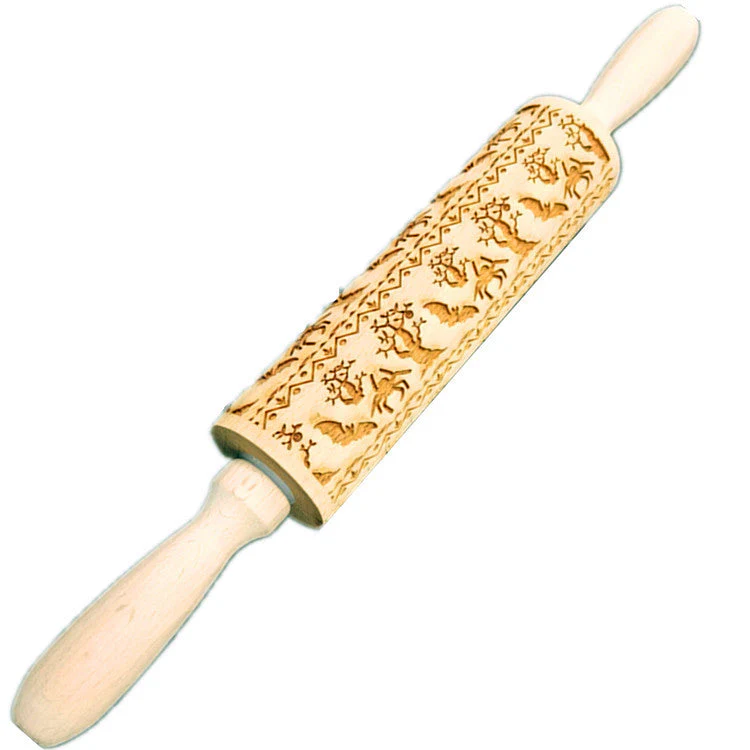 Wooden Rolling Pin Beechwood Laser Engraved Printed Rolling Pin Embossing Rolling Pin Christmas Flip Sugar Cookie Rolling Pin - Image 7