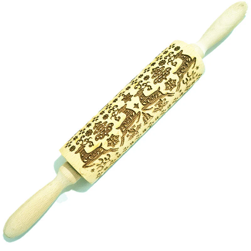 Wooden Rolling Pin Beechwood Laser Engraved Printed Rolling Pin Embossing Rolling Pin Christmas Flip Sugar Cookie Rolling Pin - Image 8