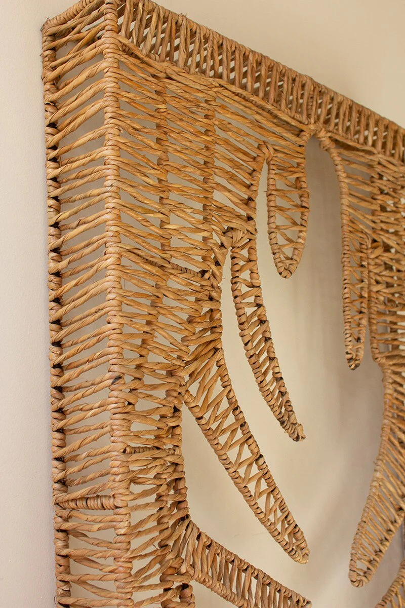 40"H WOVEN SEAGRASS AND IRON LEAF WALL PANEL - Image 3